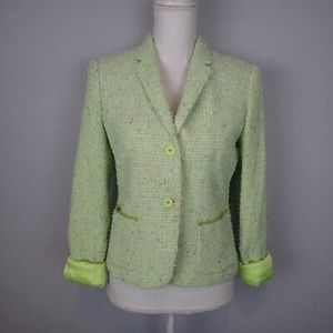 Elie Tahari Green Tweed Jacket Sz 8